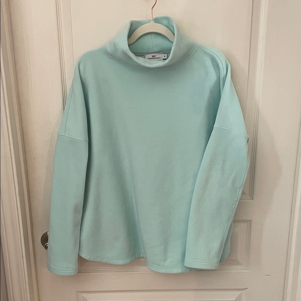 Light Blue/green Vineyard Vines oversized Turtleneck fleece